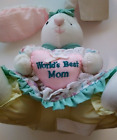 Vintage Russ Luv-Pet Rabbit  "World's Best Mom" Heart 7" Plush Stuffed Animal