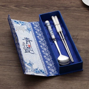 Juego de cubiertos de porcelana china cuchillos tenedor cuchara regalo creativo retro - Imagen 1 de 10