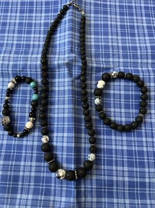 Lava Rock Necklace With 2 Bracelets Great Deal-Make Offer - Picture 1 of 8