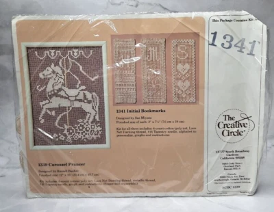 Vintage The Creative Circle Lace Net Darning Kit 1341 Initial Bookmarks - Image 1 of 4