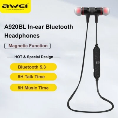 Auriculares inalámbricos Bluetooth Awei A920BL Auriculares deportivos Manos libres Auriculares Foto 1 de 4