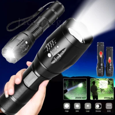 Super-Bright 90000LM LED Tactical Flashlight Military 5 Modes Zoomable Torch USA - Image 1 of 4