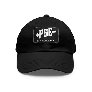 PSE Archery Black Adjustable Dad Hat with Leather Patch - Picture 1 of 2