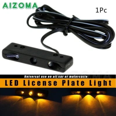 Universal Motorcycle Slim Bright Amber LED License Plate Light Number Plate Lamp - Image 1 of 4