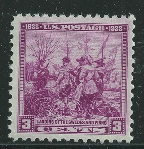 US Scott #836, Single 1938 Swedes & Finns 3c FVF MNH - Picture 1 of 1