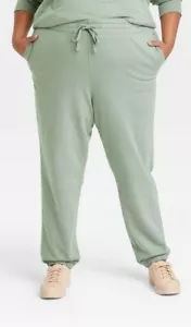 AVA & VIV Sage Green Plus 4X 28W/30W Casual Wear Sweat Pants Side Pockets - Picture 1 of 3