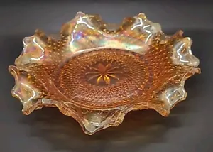Vintage Star & Diamond design Carnival Glass Bowl Bon bon dish 9.5" Dia - Picture 1 of 3