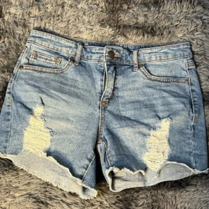 Sofia Jeans Distressed Denim Shorts Ripped Frayed Hem Blue Wash Size 4 - Picture 1 of 3