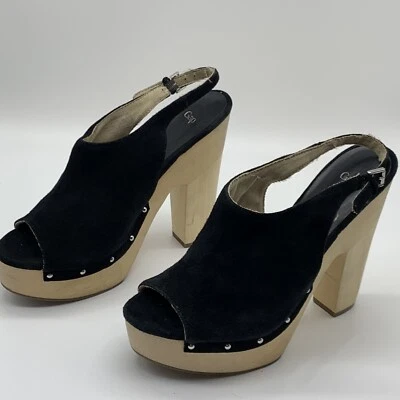 GAP 8M Tachonado Eslinga Trasera Madera Tacón Grueso con Cuero Punta abierta Superior Foto 1 de 4