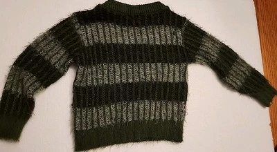 Sacs Fifth Avenue 100% Orlon Acrylic Vintage Green Stripped Sweater 4T Toddler  - Image 1 of 4