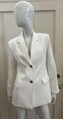 БЕСКОНЕЧНЫЙ РОЗОВЫЙ НОВЫЙ! Белый с подкладкой резинке на пуговицах Blazer куртка Sz M - Изображение 1 из 4