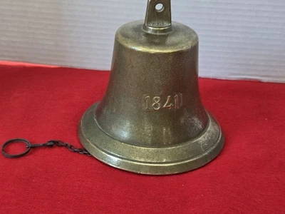 Vintage Solid Brass Bell – “1841” Marked with Anchor Emblem – 6.5” Tall, 1.57... - Image 1 of 4