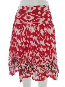 Red Herring Size 12 (40) Red Knee-Length Flared Skirt Cotton 100% Embroidery - Picture 1 of 5