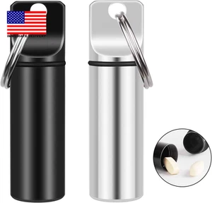 2er Pack kleine Tasche Pillendose Schlüsselanhänger, tragbar Mini Aluminiumlegierung Pille Organi - Bild 1 von 7