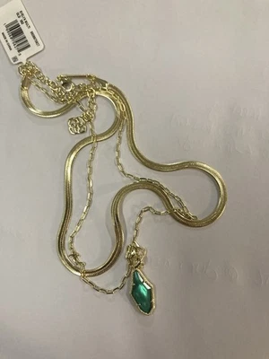Colar Kendra Scott Evelyn Multi-Strand verde escuro madrepérola tom dourado - Imagem 1 de 4