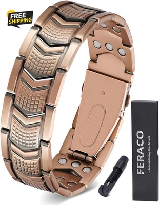 Pulsera de cobre para hombre 3X fuerza, pulsera de terapia magnética de cobre Foto 1 de 4