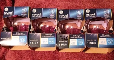 4 GE Reveal HD Light G25 Vanity Globes Clear Made In Hungary - Image 1 of 4