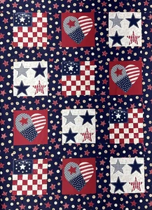 Patriotic Red White Blue Sewn Quilt Topper Hearts Stars Cotton Fabric #23 - Picture 1 of 10