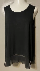 Super Cute Chico’s Tank Blouse ~ Size 2 ~ Black ~ Mesh Hemline - Picture 1 of 2