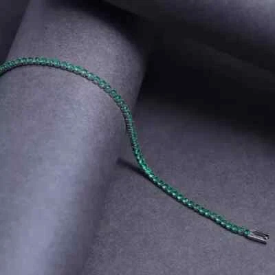 Brazalete de acero inoxidable con diamantes simulados de corte redondo para ella de 7" Foto 1 de 4