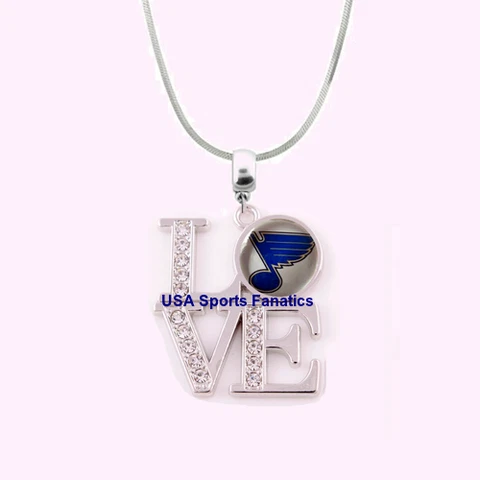 NHL -  St. Louis Blues 925 Sterling Silver Team Love Necklace With Rhinestones Cover