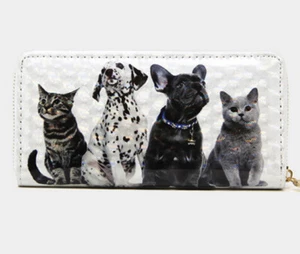 Dog Wallet Cute New Womens Dog Cat Animal Zip Around Dalmatian Credit Card Money - Picture 1 of 2