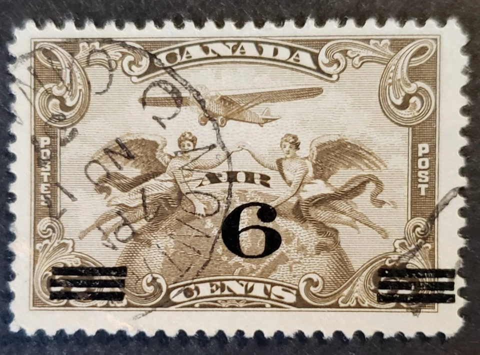 Stamps Canada Back of Book: C3 6c on 5c brown olive Air Mail with CDS cancel - Image 1 of 1