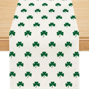 St Patricks Day Table Runner Lucky St Patricks Day Decor Green Shamrock Seasonal - Picture 1 of 6