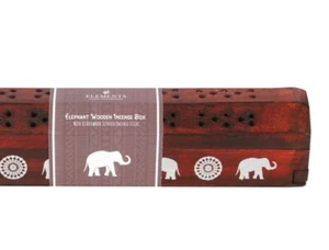 New Mango Wood Incense Stick Holder Box Elephant Design w free pk of sticks - Picture 1 of 3