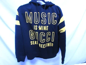 GUCCI SWEATSHIRT BLACK COTTON MUSIC IS MINE 100 HOODIE $1,380 size M Medium - Picture 1 of 15