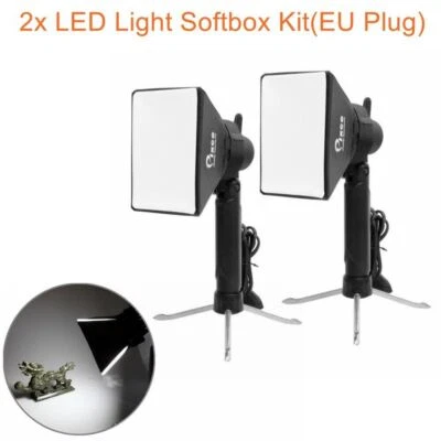 2PCS Studio Portable Mini Photo 5500K LED Light Lamp Tripod Softbox EU Plug Kit - Image 1 of 4