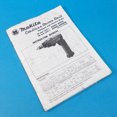 Vtg 1989 MAKITA CORDLESS DRIVER DRILL 6093D DW Owners Manual Instruction Booklet - Image 1 of 4
