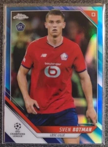 2021-22 Topps Chrome UCL Sven Botman #9 rifrattore blu /150 RC LOSC Lille - Foto 1 di 2
