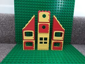 Lego Duplo House bundle Windows and  Doors with Roof - Red Yellow Vintage Duplo