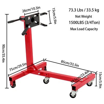 Rotating Engine Stand 1500lbs Folding Motor Hoist Dolly w/ 360° Adjustable Head Foto 1 de 4