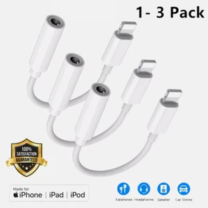 1-3Pcs for iPhone Headphone Adapter Jack 8Pin to 3.5mm Aux Cord Dongle Converter - Picture 1 of 17