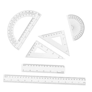 6pcs Ruler Set, 12 & 6 Inch Straight Ruler Protractor Triangle Ruler Plastic - Picture 1 of 8