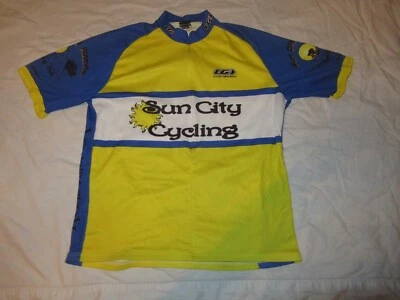 Camiseta deportiva Louis Garneau para hombre talla grande Sun City Cycling Team blanca amarilla azul  Foto 1 de 4