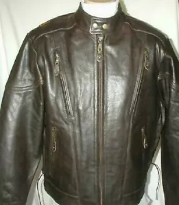 Giacca Moto Ventilata Pelle di Bufalo Premium Marrone Uomo NUOVA Taglia 4X Chiusura - Foto 1 di 2