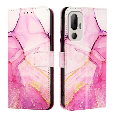 For HTC U24 Pro, Luxury Fashion Marble Flip PU Leather Wallet Cover Case - Image 1 of 4