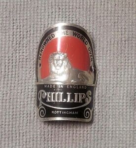 Phillips Made in England Bicycle Head Badge Vintage Cycling Lion Free Shipping