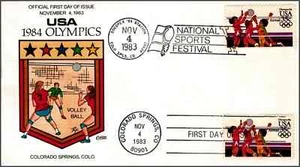 1984 Summer Olympics 35c AirMail Stamps FDC HP Collins - Picture 1 of 1