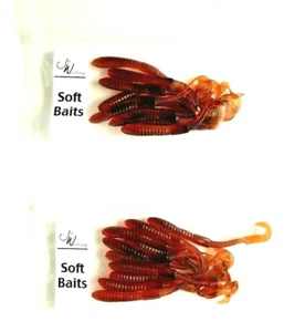 2 PACKS Jed Welsh 4" Curl Tail Earthworm Dark Ale 10 Count Package - Picture 1 of 12