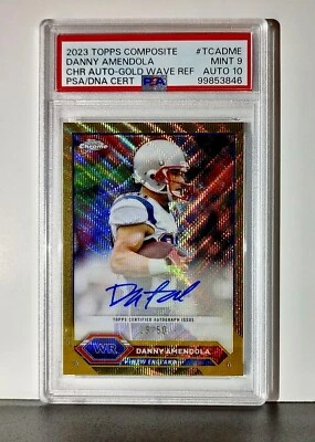 Danny Amendola 2023 Topps Chrome NFL #TCA-DME Gold Wave 19/50 PSA 9 Auto 10 - Image 1 of 2