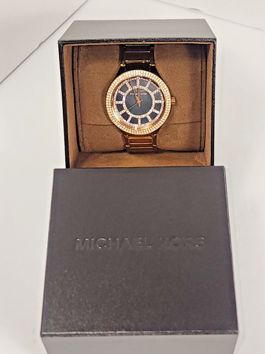 Orologio da polso donna Michael Kors Kerry quadrante nero oro rosa acciaio inox MK3397