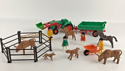 Playmobil Farm Playset Tractor Trailer Figures Animals Lot Vintage 1977 Geobra - Image 1 of 4