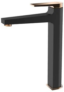 Black/Rose Gold Tall Basin Mixer Tap + Click-Clack Plug - Picture 1 of 6