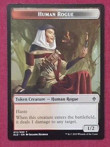 Magic The Gathering THRONE OF ELDRAINE HUMAN ROGUE token card MTG - Picture 1 of 2