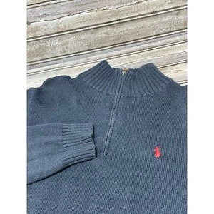 Polo Ralph Lauren maglione uomo 1/4 zip blu usato in ottime condizioni taglia XL - Foto 1 di 6