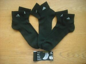 Mens NWT Adidas Quarter Ankle Socks BIG & TALL 3prs Black Cushioned Sz:XL(12-15)